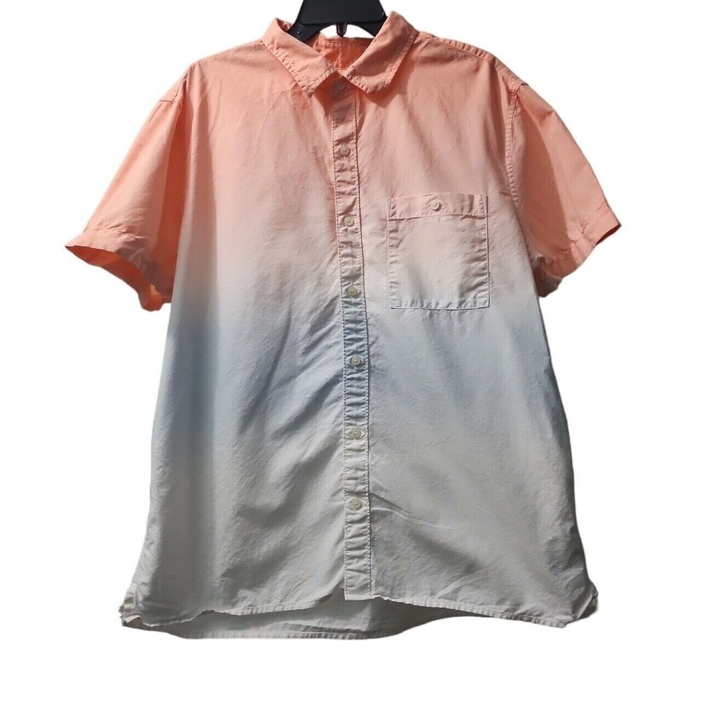 American Eagle Ombre Button Down Short Sleeve Casual Shirt XL